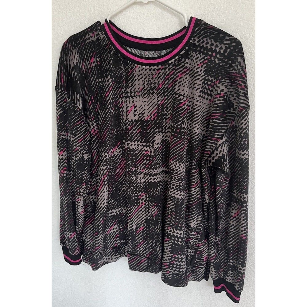 Simply Vera Vera Wang Neon Pink Gray Zebra Stripe Top Medium Y2K Indie Sleaze